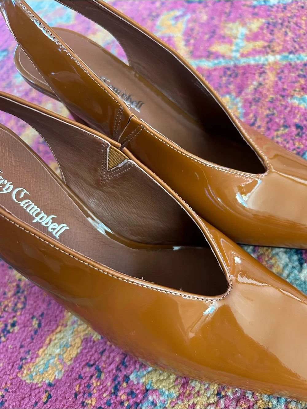 Jeffrey Campbell | Women's Caramel Patent Leather Slingback Alimony Pumps Sz 7.5